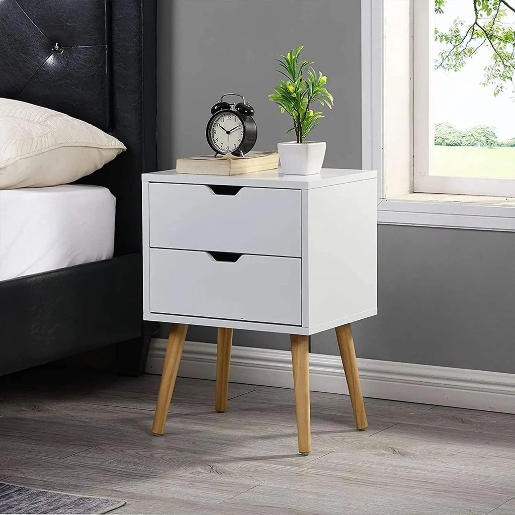 White Storage Drawer Nightstand G630