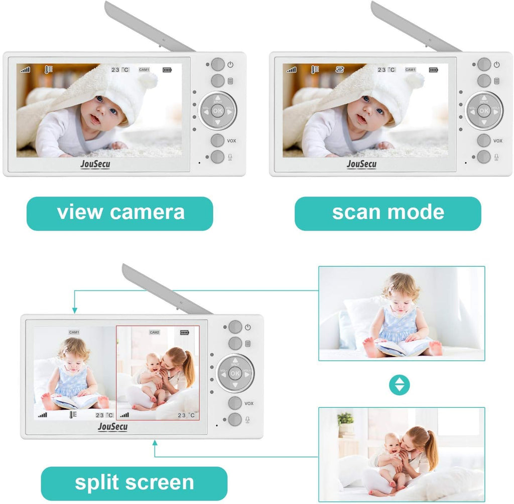 4.3 Inches LCD Split Screen Baby Monitor with 2 Camera J20119