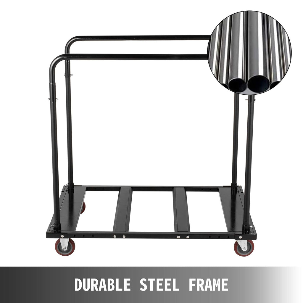 Black Folding Cart Steel Frame Rolling Casters 10 Table Capacity W845843