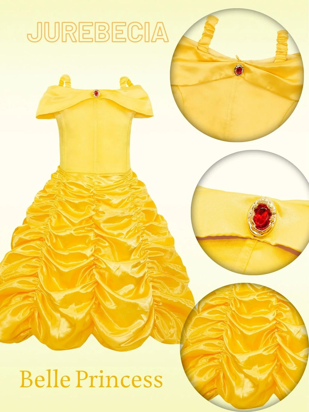 Princess Costume for Girls off Shoulder Dress with Accessories Yellow 2-3 Years L6759