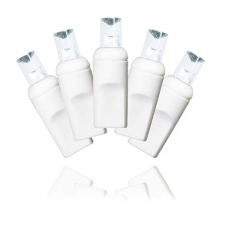 50 Count Conical Pure White Decorative LED Light Set on White Wire F544