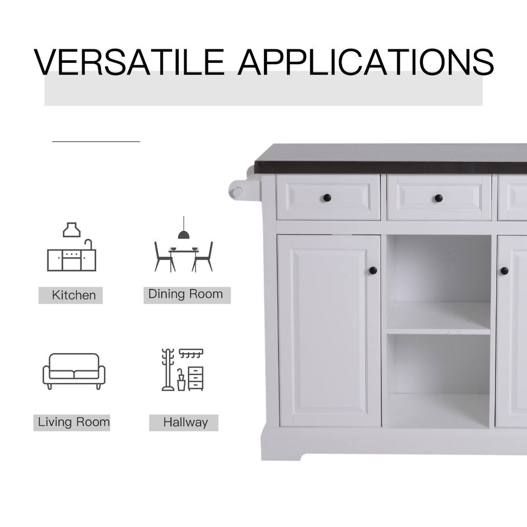 White Rolling Kitchen Island Cart with Wheels C7263