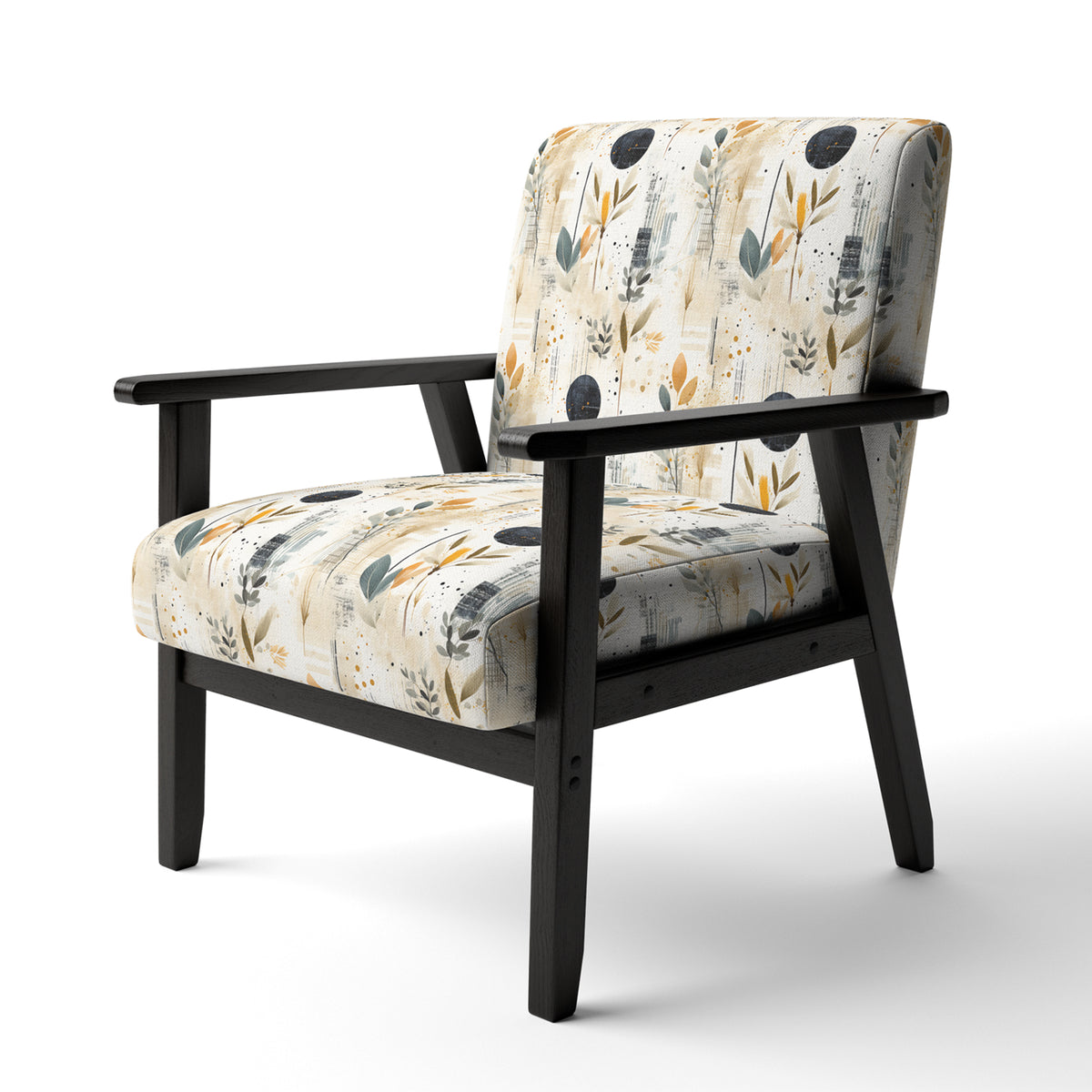 Beige Upholstered Floral Accent Chair and Cottage Arm Chair C418311