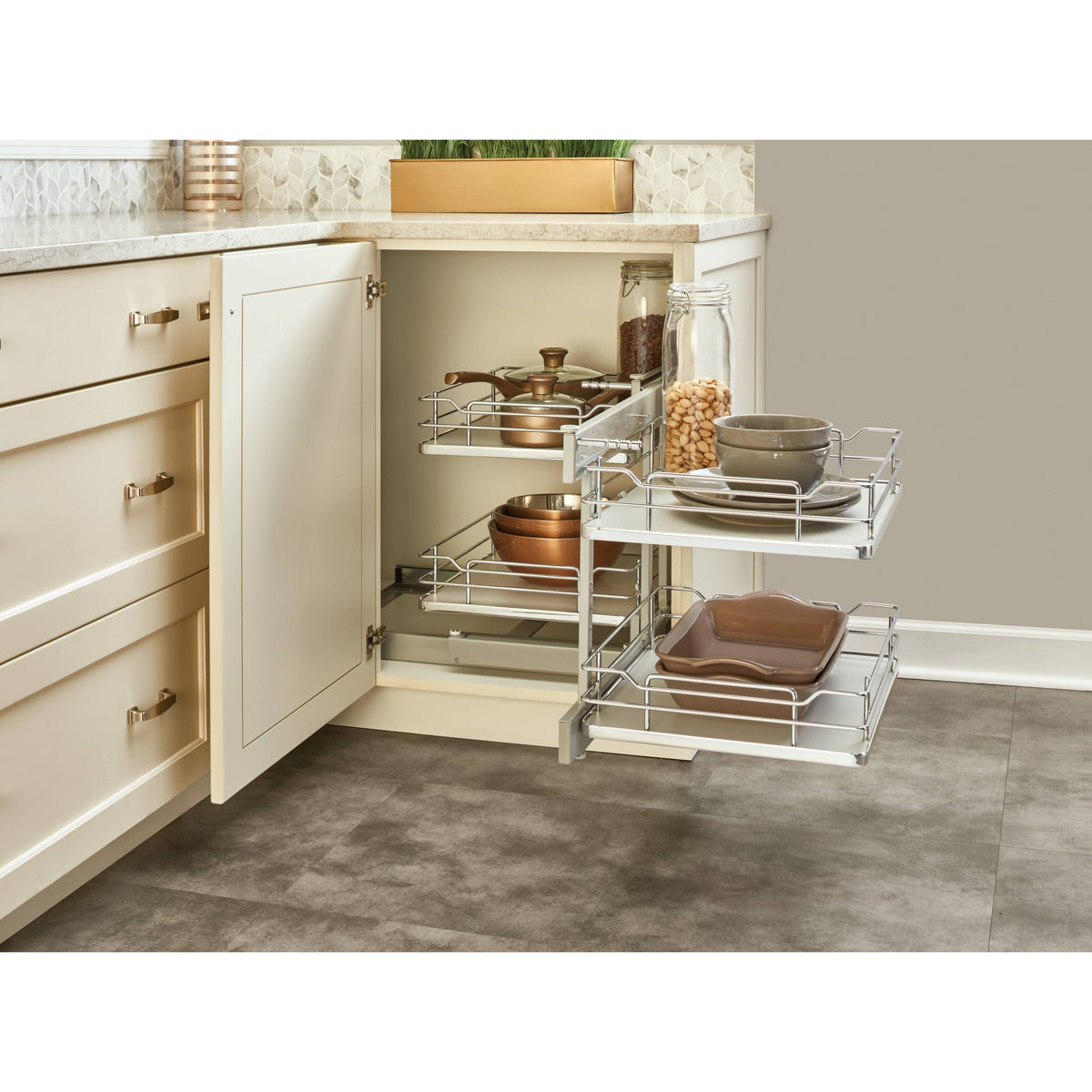 Gray Blind Corner Organizer Soft-Close P639665