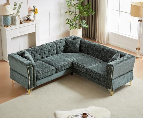 81.5" Chenille L-Shaped 5-Seater Sectional Sofa with 3 Cushions (Gray) J591463