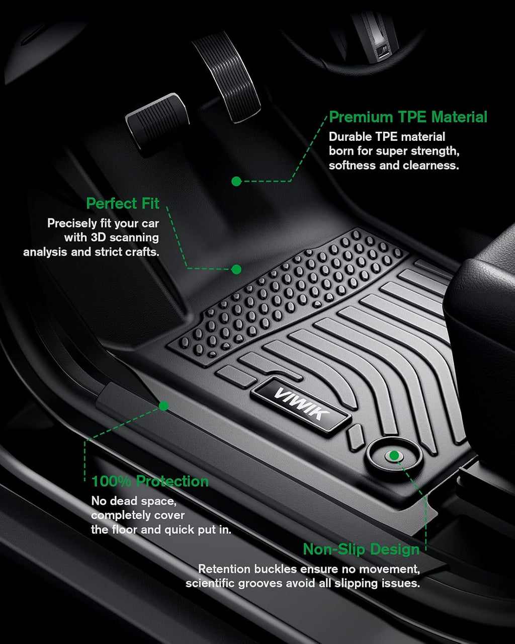 Black Custom Full Set Car Floor Mats Y4614