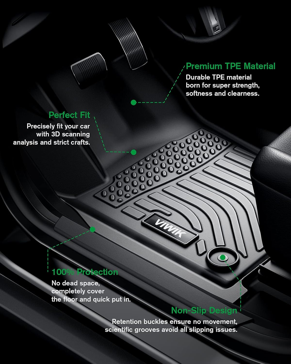 Black Custom Full Set Car Floor Mats Y4614