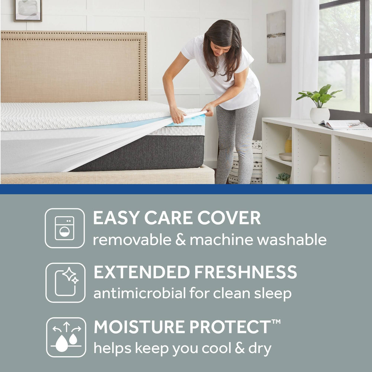 Queen White Memory Foam Mattress Topper S321