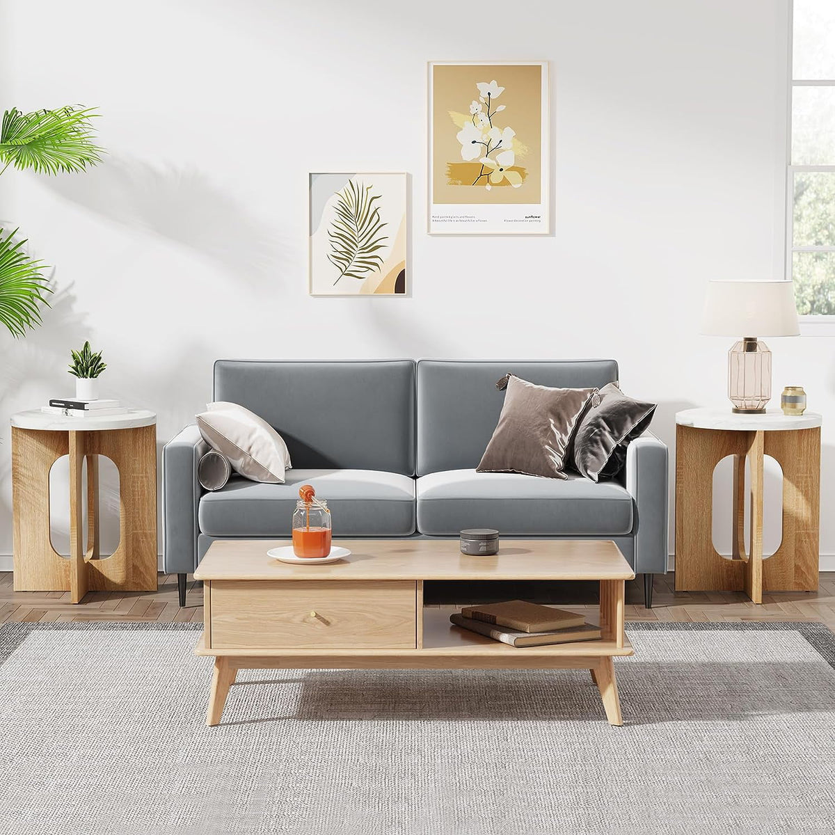 Round Side Table with Crossed Wood Base U837998