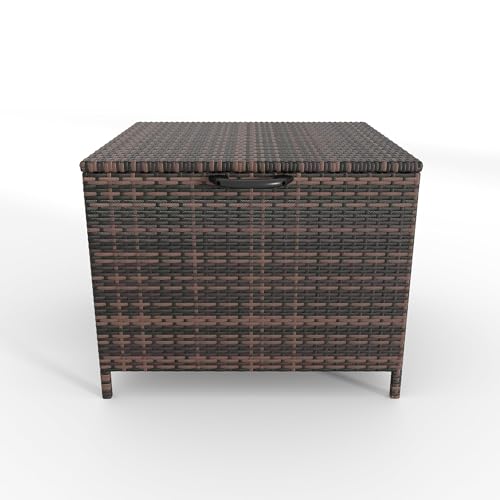 80 Gallon Waterproof Rattan Outdoor Storage Deck Box with Wheels M9945