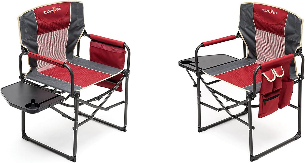 Heavy Duty Oversized Portable Folding Chair with Side Table W82821