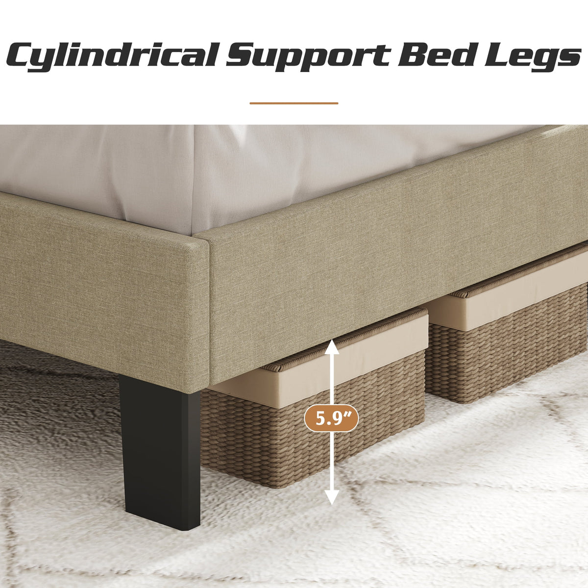 Queen Size Dark Gray Upholstered Bed Frame L2374