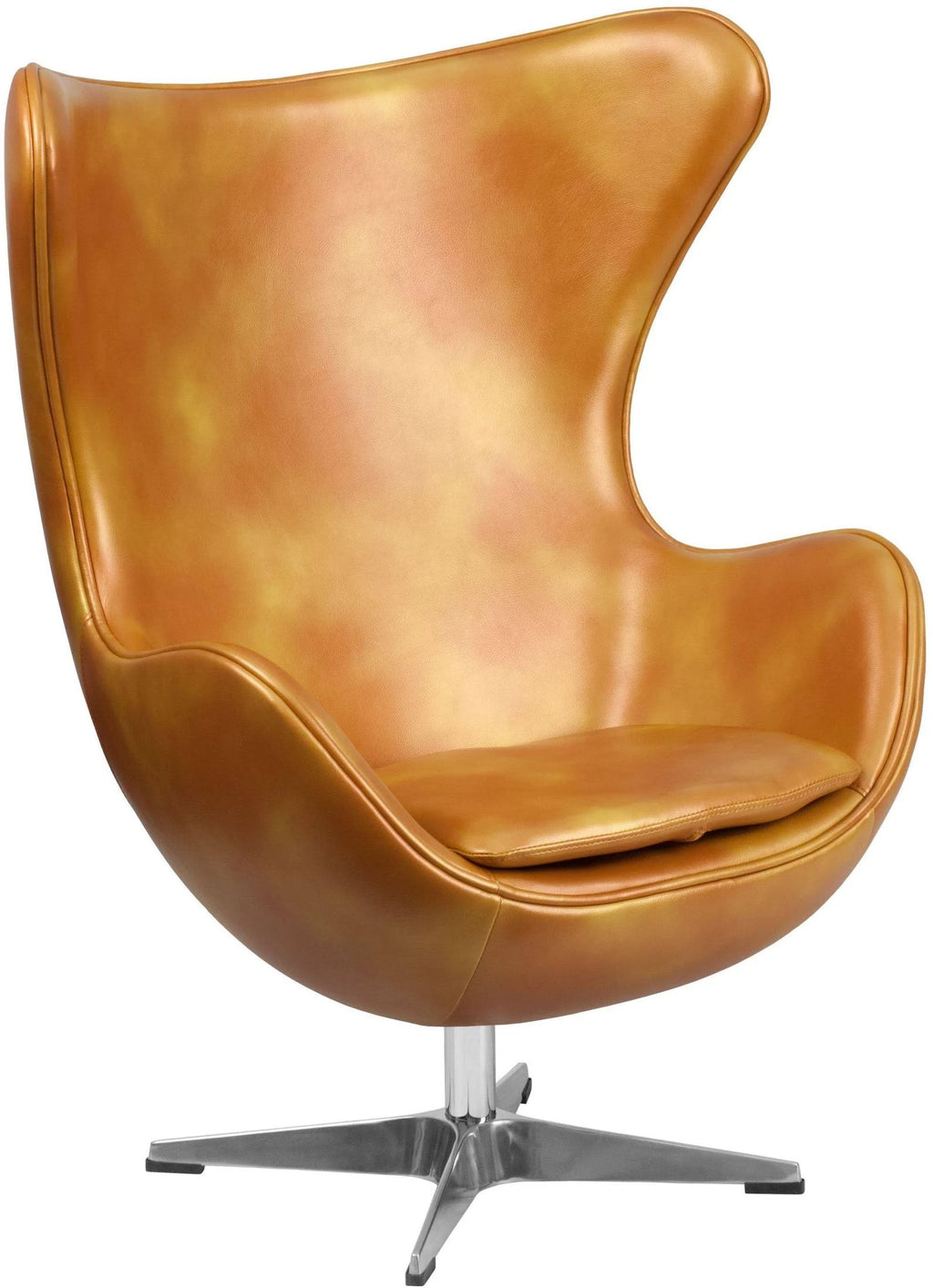 Gold Leather Egg Chair with Tilt-Lock Mechanism O170312