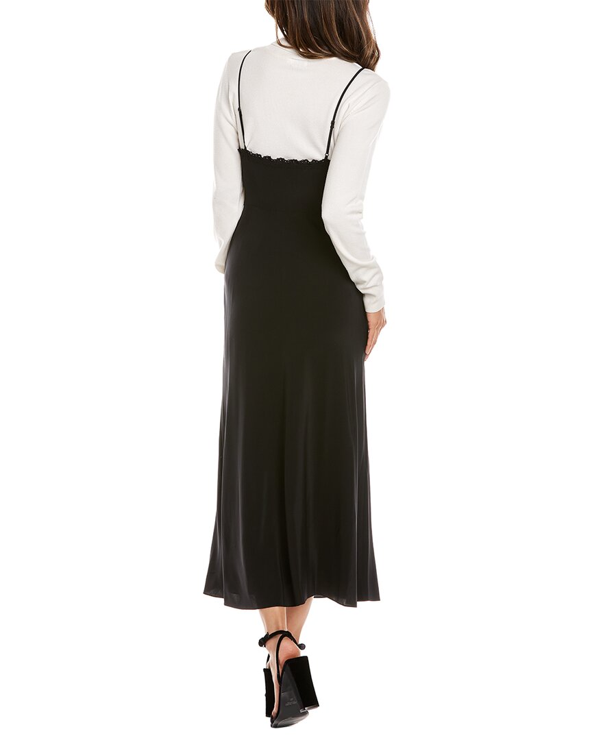 Black Patchwork Lace Silk Maxi Dress K272415