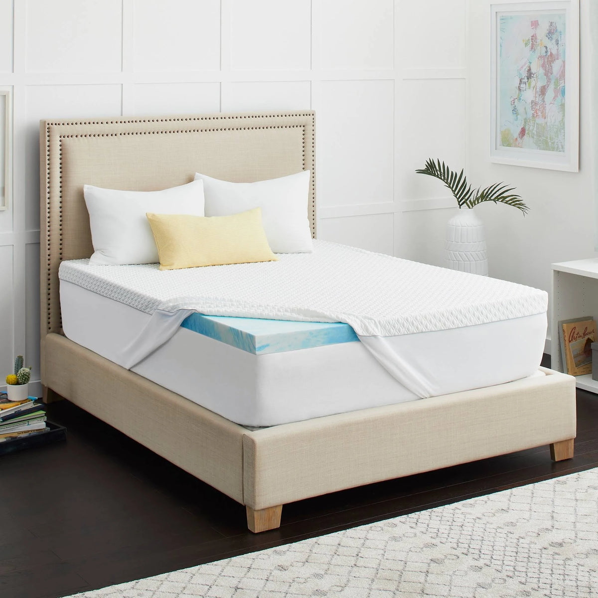Queen White Memory Foam Mattress Topper S321