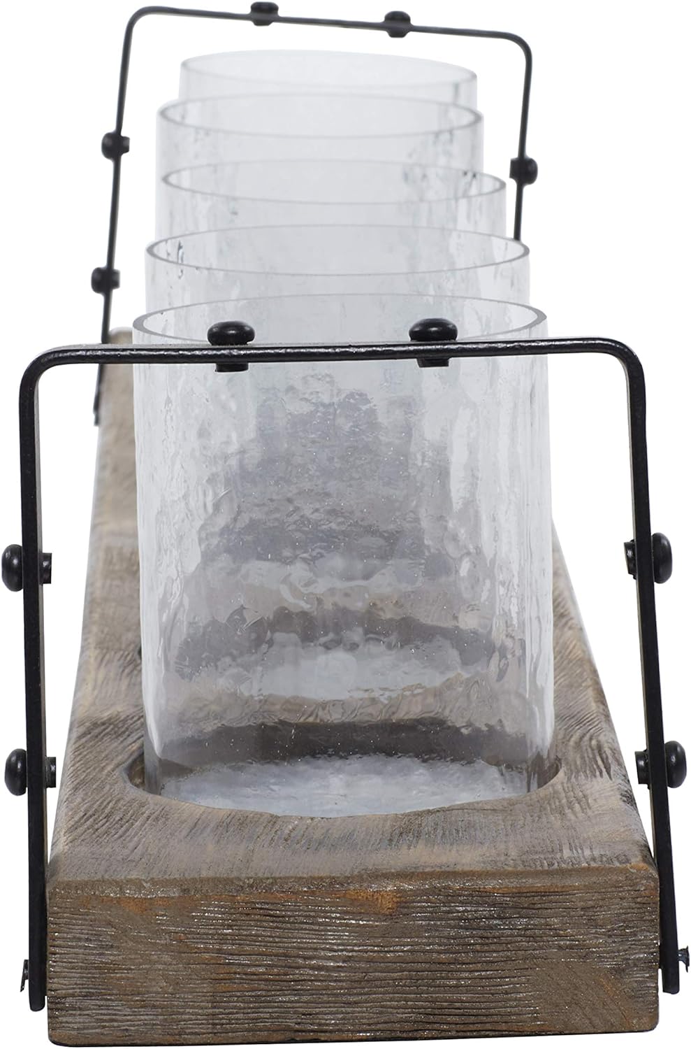 Wood Metal Glass Candle Holder 28 by 5-Inch X9174