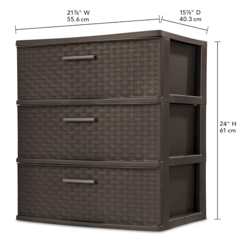 Espresso 3 Drawer Plastic Weave Storage Tower B851343