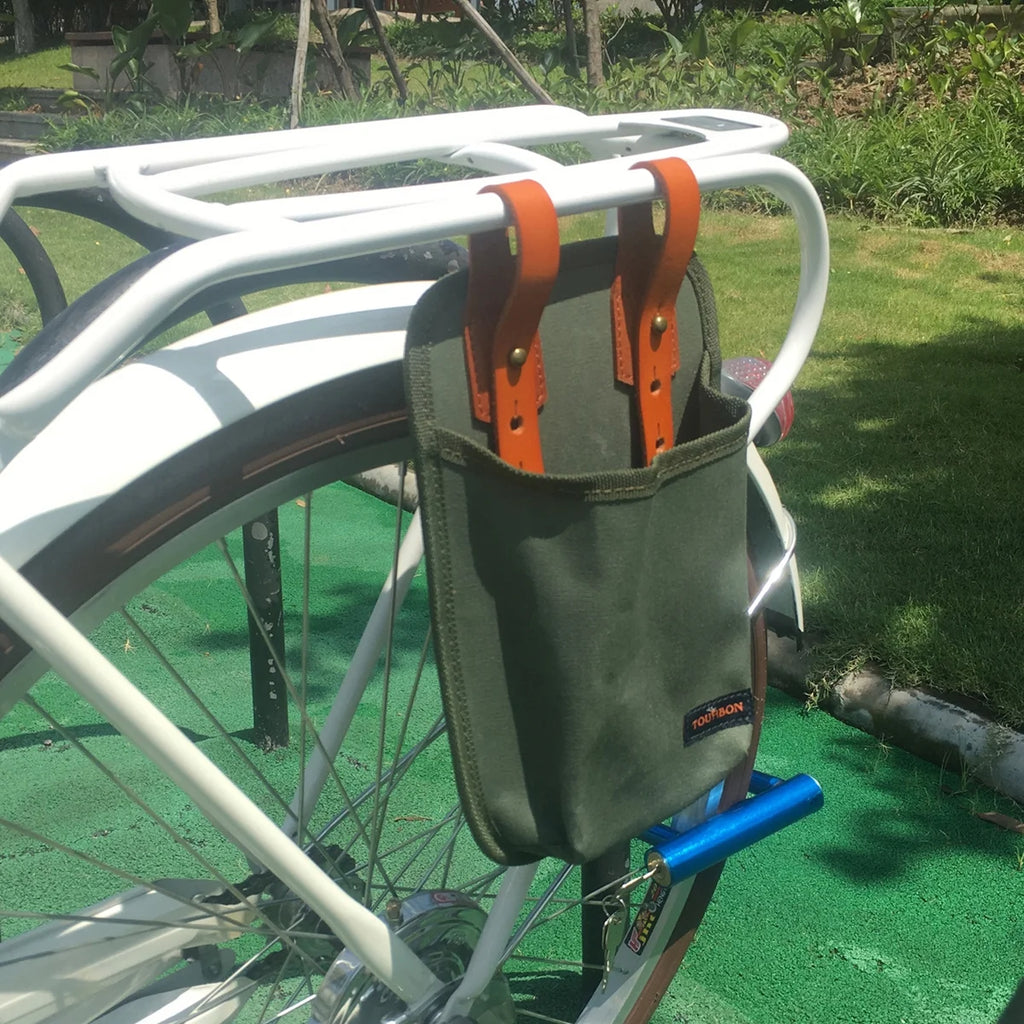 Green Canvas Bike Tool Storage Pannier with U Lock Holder Bag U859983