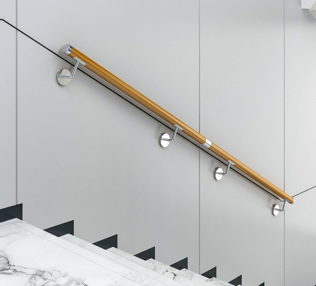 8FT Yellow PVC Handrail with 4pcs Rail Brackets M9224