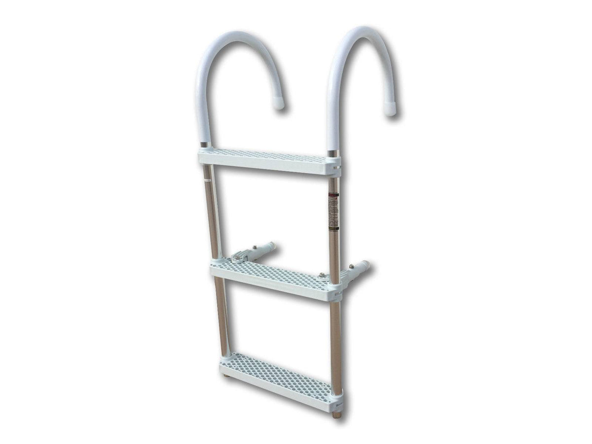 White 3 Steps Aluminum Polyethylene Boat Boarding Ladder Q650888