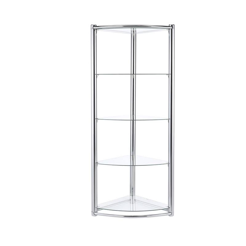 Contemporary Triangle Display Shelf Tempered Glass Chrome L786504