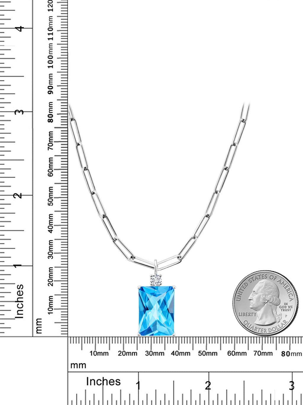 15.27 Ct Swiss Blue Topaz Sterling Silver Pendant with Chain X99561