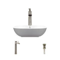 Square Vessel Sink with Brushed Nickel Pop-Up Drain P1117