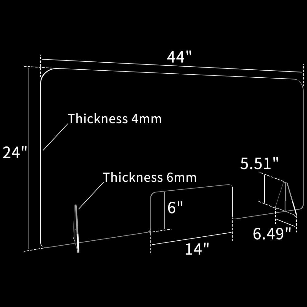 Plexiglass Acrylic Sneeze Guard Partition, Pack of 2 O2204