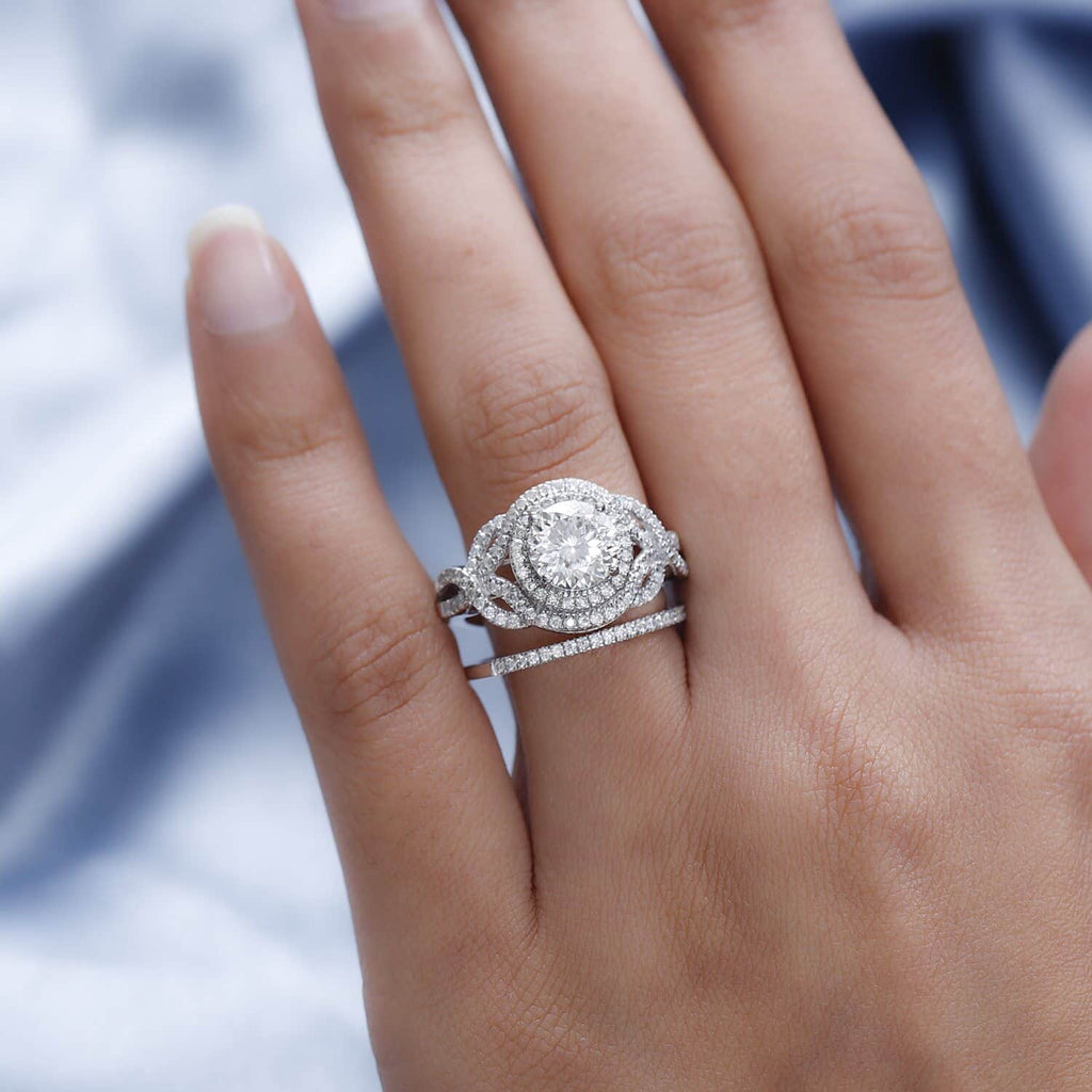 Moissanite Round 925 Sterling Silver Platinum Plated Stackable Ring Size 7 Ct 2.46 P1864