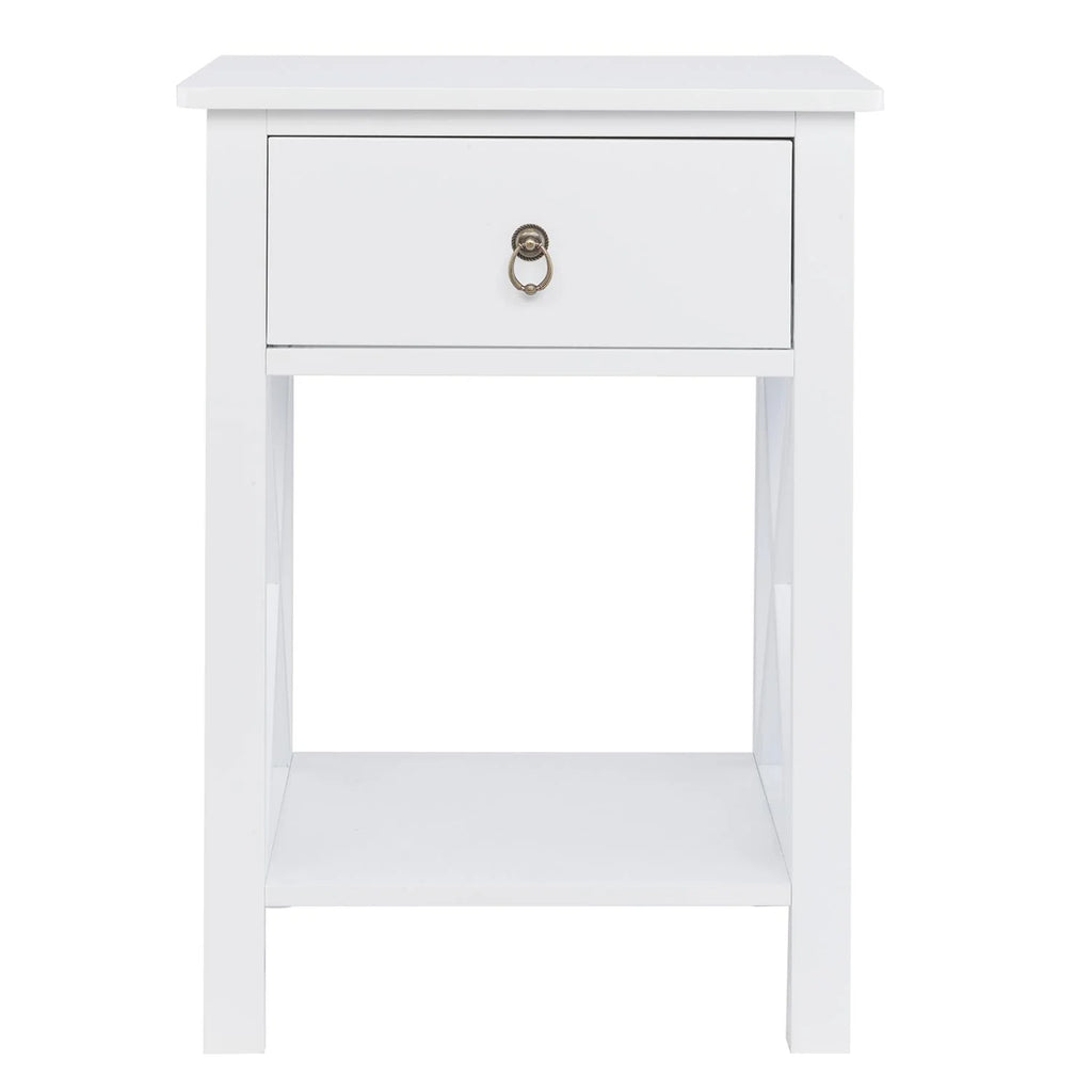 Set of 2 White Nightstands with Drawer Storage U21615