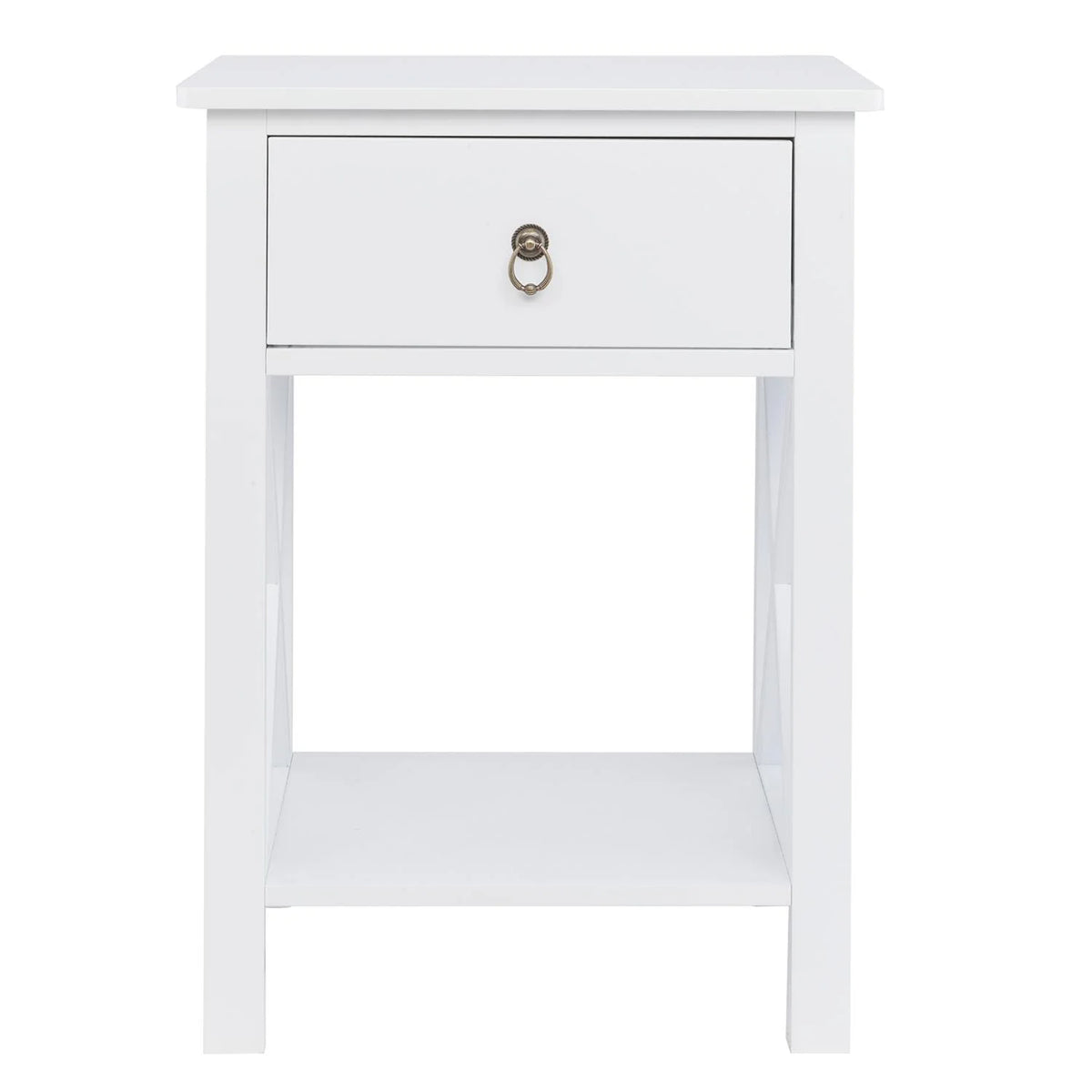Set of 2 White Nightstands with Drawer Storage U21615