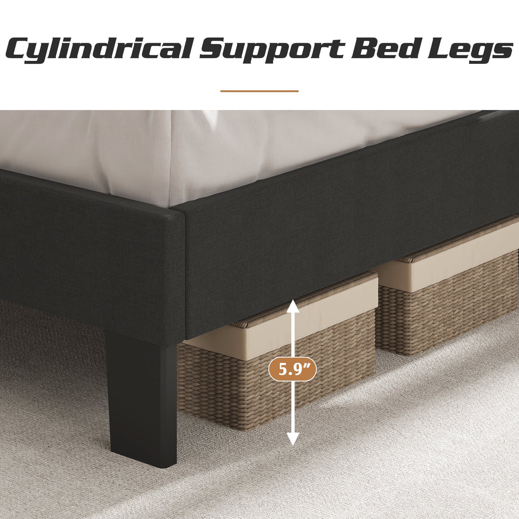 Queen Size Dark Gray Upholstered Bed Frame L2374
