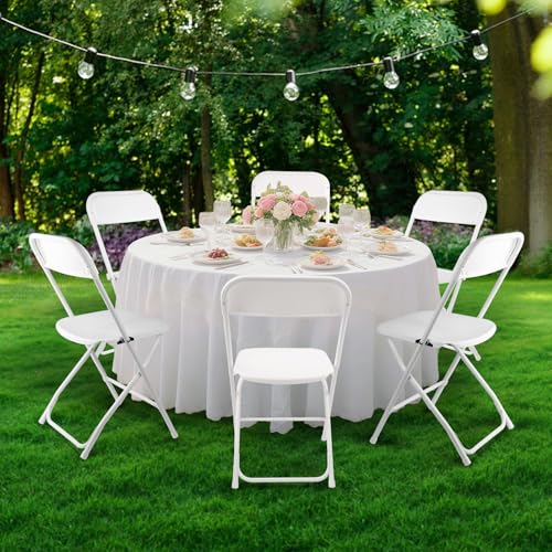 10 Pack White Plastic Folding Chairs 400lbs Capacity H487019