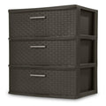 Espresso 3 Drawer Plastic Weave Storage Tower B851343