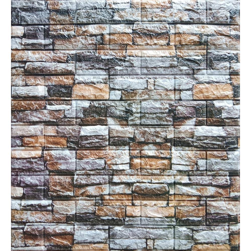 Peel & Stick Multicolored Faux Bricks Wall Paneling A599596