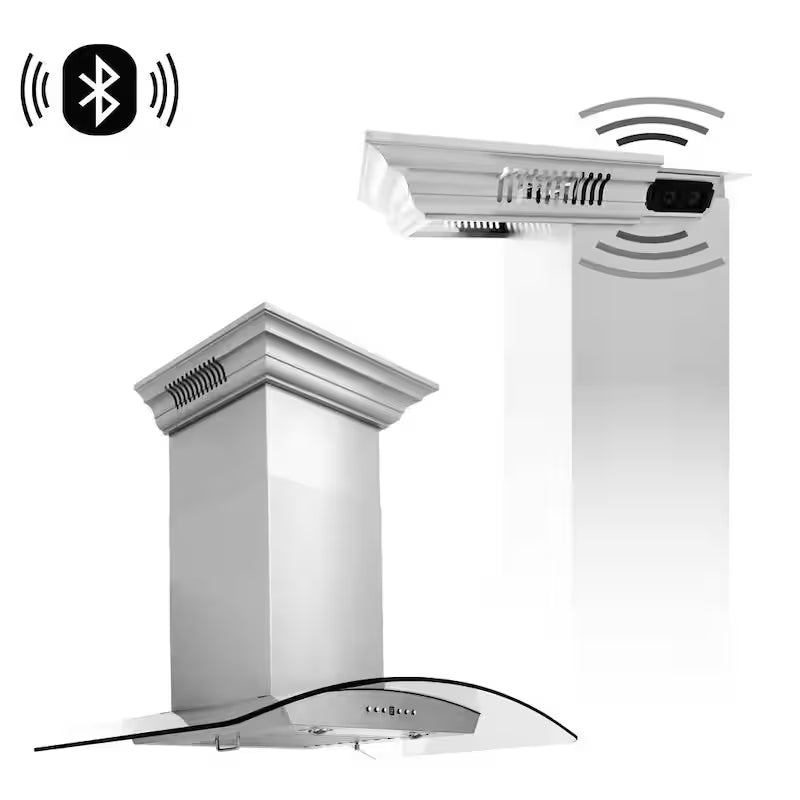 36 in. 400 CFM Ducted Wall Mount Range Hood in Stainless Steel and Glass D483082