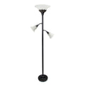 3 Light Floor Lamp with White Scalloped Glass Shades, Restoration Bronze C6520