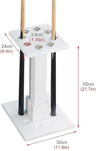 White Wooden Pool Cue Rack Stand Holds 8 Cues P43871