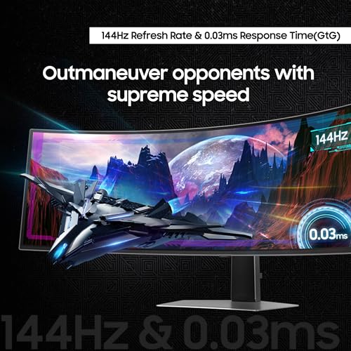 49" Dual QHD QD-OLED Curved Gaming Monitor, 144Hz, 0.03ms W120