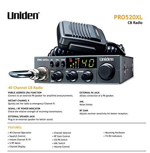 Compact 40-Channel CB Radio - Black O847
