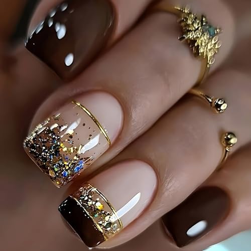 Short Square Press on Nails Set with Stickers B286418