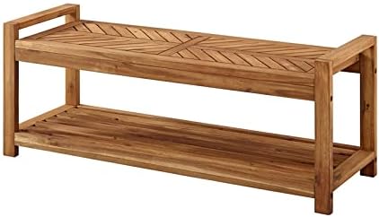 Brown Acacia Wood Patio Storage Bench S1840