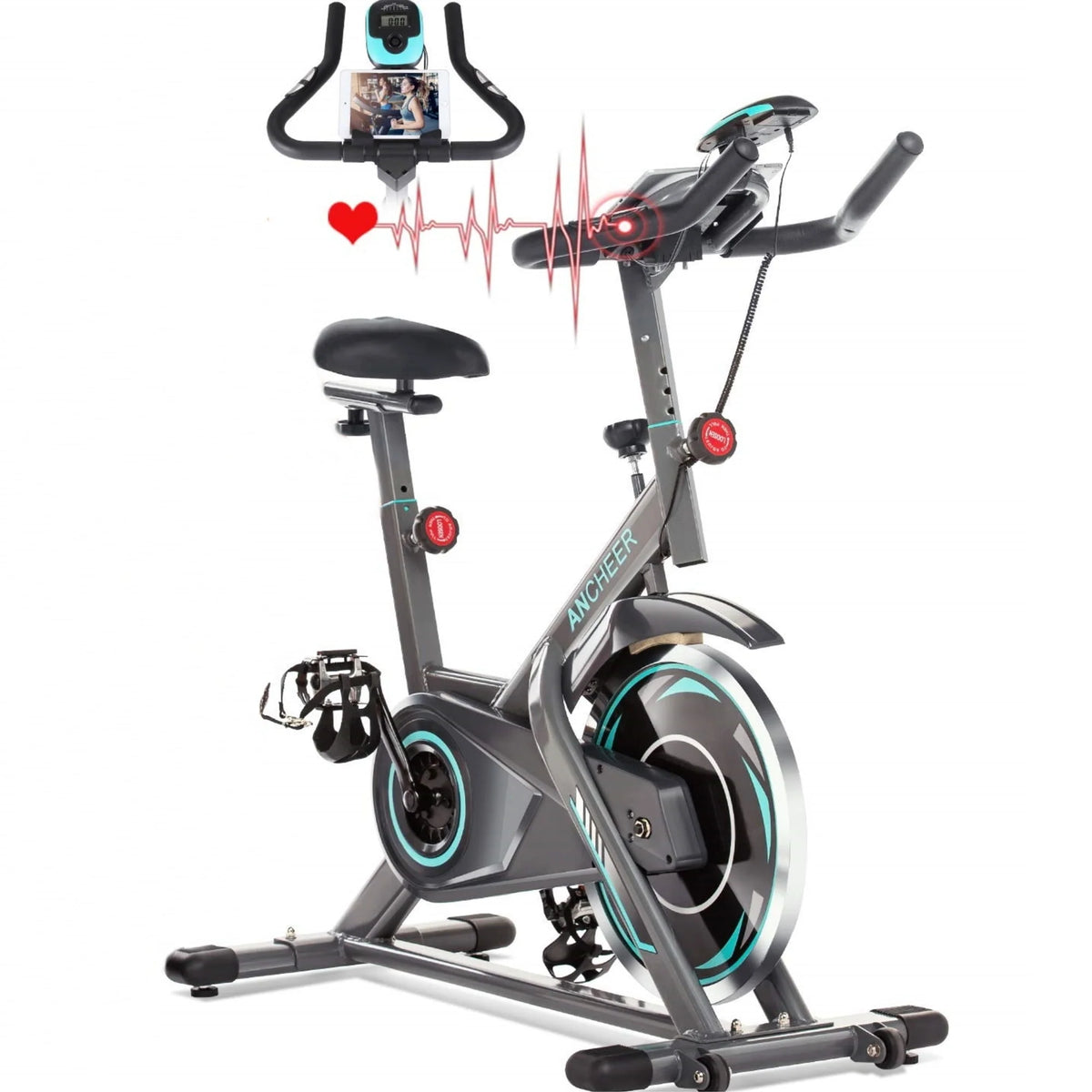 Indoor Exercise Bike with LCD Monitor and 330 lbs Weight Capacity Z34192