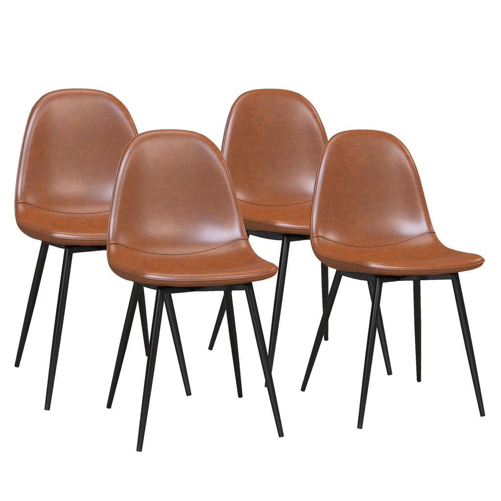 Camel Faux Leather Upholstered Dining Chair, Set of 4 Z56145