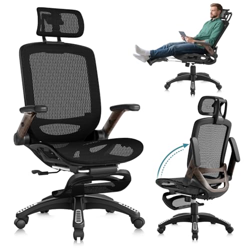 Ergonomic Office Chair with Footrest, High Back Mesh Computer Chair with Flip-Up Arm Z210