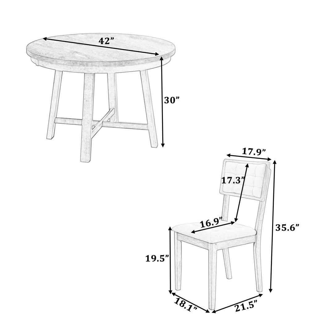 Rustic Wood 5 Piece Dining Table Set C881069