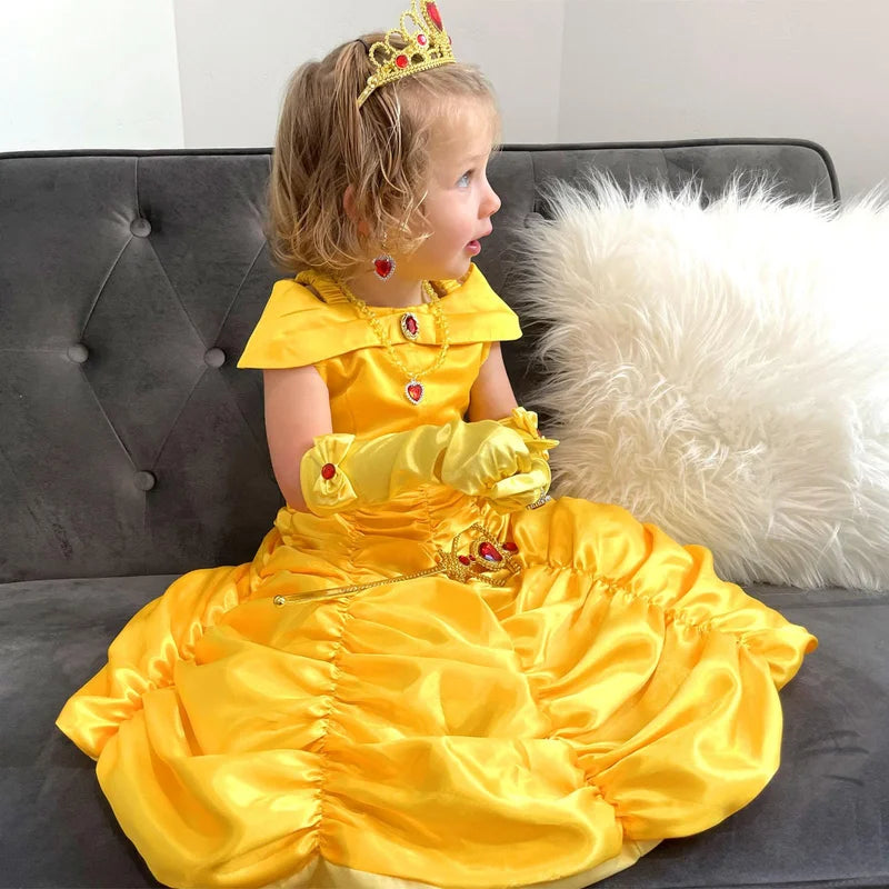 Princess Costume for Girls off Shoulder Dress with Accessories Yellow 2-3 Years L6759