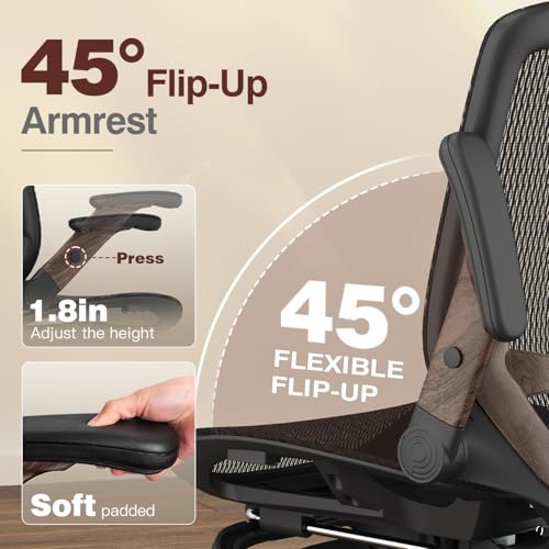 Ergonomic Office Chair with Footrest, High Back Mesh Computer Chair with Flip-Up Arm Z210