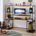 70 Inch Black Gaming Table with Hutch and Shelf E141