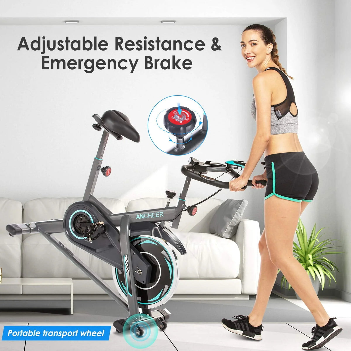 Indoor Exercise Bike with LCD Monitor and 330 lbs Weight Capacity Z34192